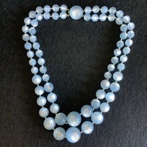 Vintage baby blue moon glow beads necklace.